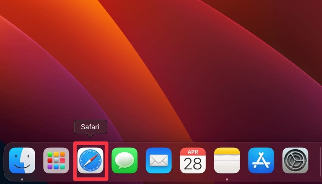 click the safari icon in the dock