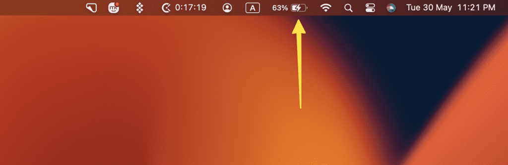 battery icon in the menu bar