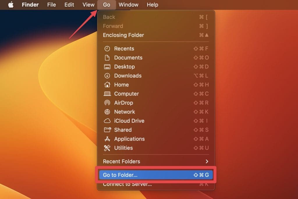 click go in the menu bar and select go to folder