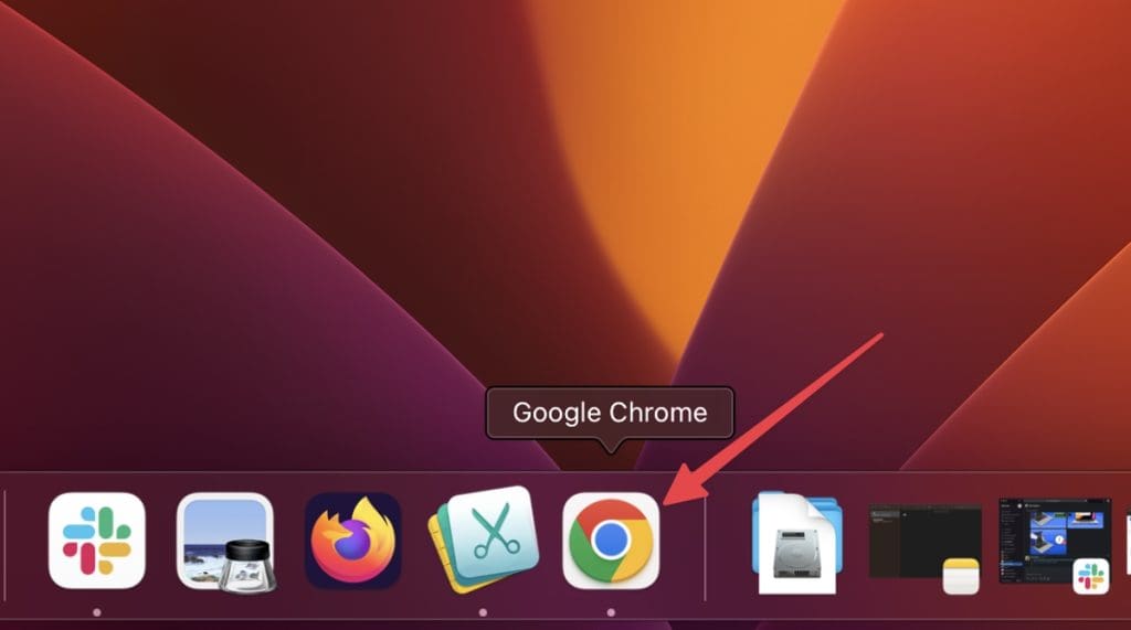 click on the chrome icon in your dock