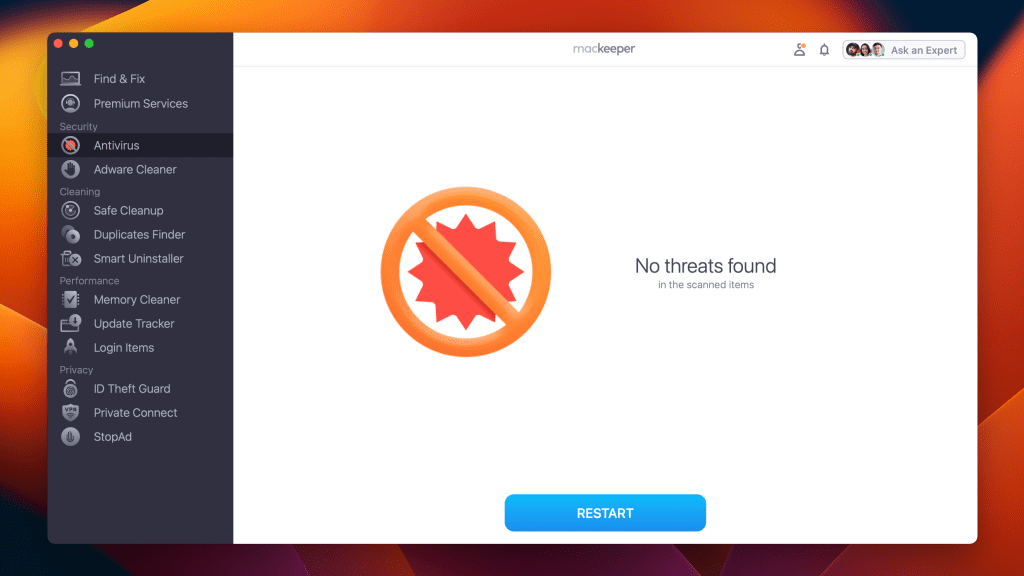 no threats found in mackeeper antivirus