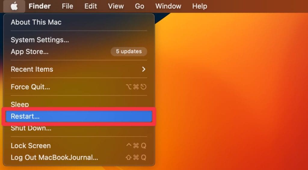 click the apple icon and select restart