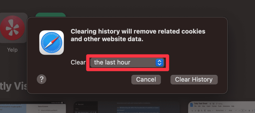 select a time range to clear the download history