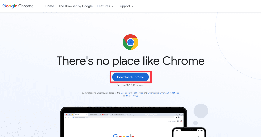 click the download chrome button