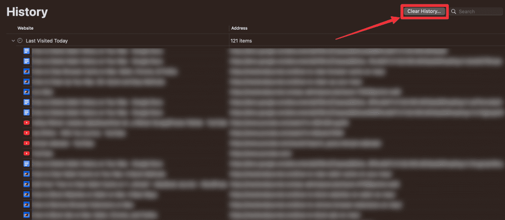 where is history on safari macbook click clear history