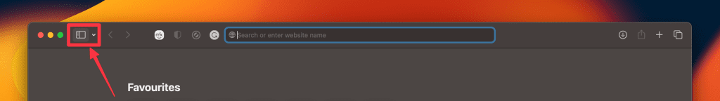 click the sidebar icon in the safari toolbar