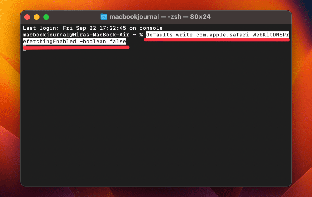 type a command to disable dns prefetching