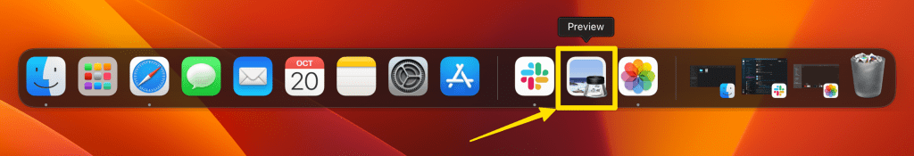 open the preview app from your dock